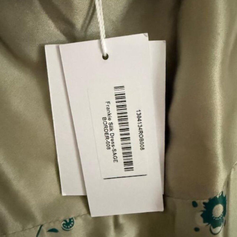 NWT Reformation Frankie Silk Dress - Sage Border - Size 8 - Picture 5 of 6